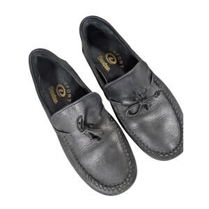 DEXTER! BLACK GENUINE LEATHER ULTRA PADDED SUPER COMFORT BOW LOAFERS! SZ 8.5N